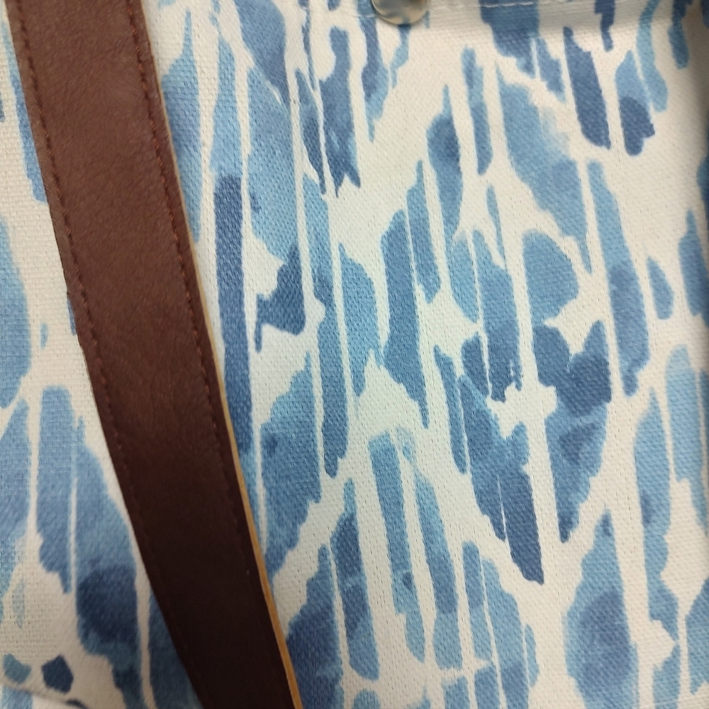 SOLD Picnic Time Basket Tote Blue Beach Canvas Willow Bag! - Picture 9 of 16